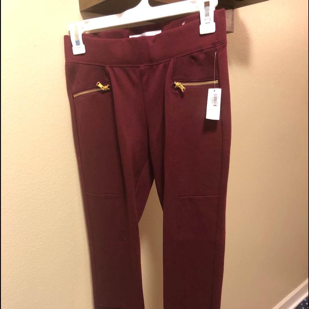 Old Navy Red Leggings with Gold Zippers